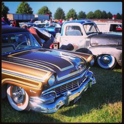 Vintage car in parking lot