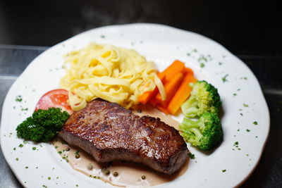 Close-up of meal served in plate