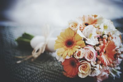 Close-up of bouquet on table
