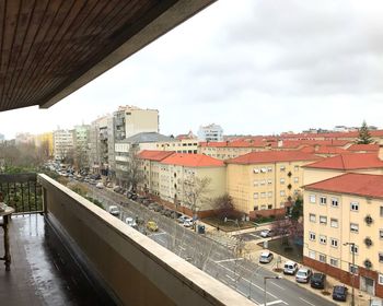 High angle view of cityscape against sky