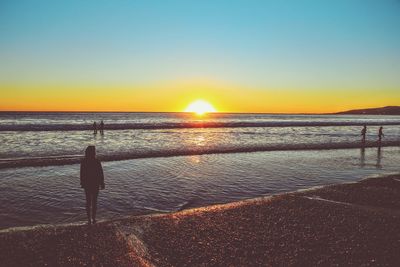 Scenic view of sunset over sea