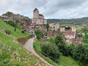 High angle view of old ruins