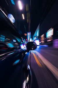 Light trails on road at night