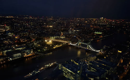 Illuminated cityscape at night
