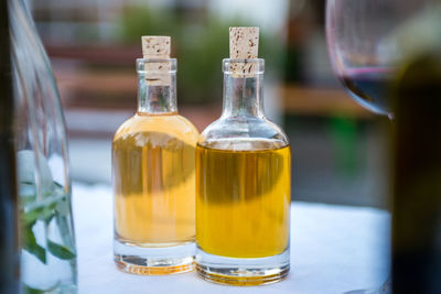 Close-up of drink served on table