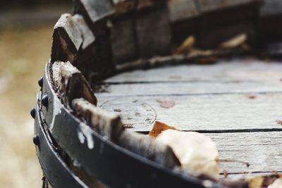 Close-up of rusty wheel