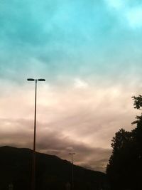 Low angle view of tree against cloudy sky