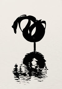 Close-up of silhouette heart shape on lake