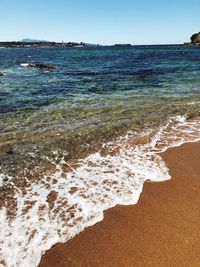 Scenic view of sea against clear sky