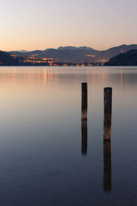 Scenic view of sea against sky at night