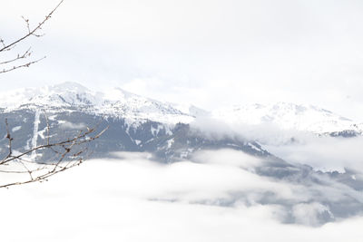 Scenic view of snow mountains against sky