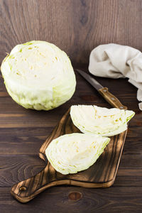 High angle view of food on table