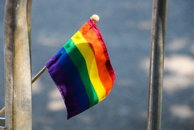 Close-up of multi colored flags