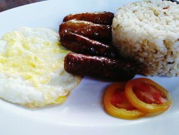 Close-up of fried egg in plate