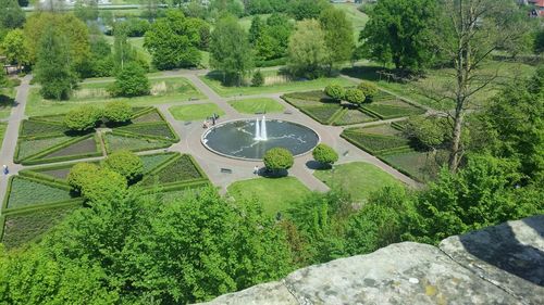 High angle view of formal garden