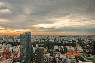 Sunset view by saigon skydeck at ho chi minh