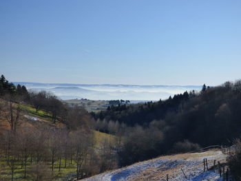 Scenic view of landscape against clear sky