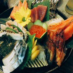 High angle view of fish in plate