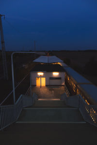 Empty steps at railroad station during night