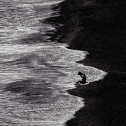 High angle view of person in sea