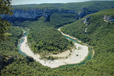 High angle view of river amidst landscape