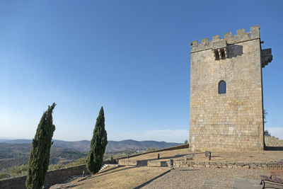 Low angle view of building against clear sky