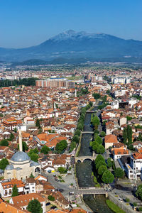 High angle view of townscape against sky