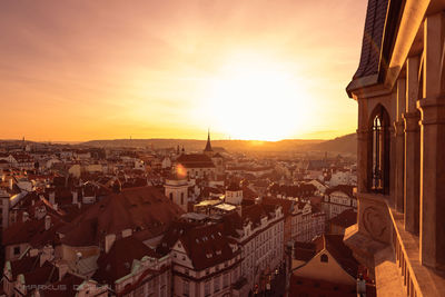 Cityscape against sky during sunset