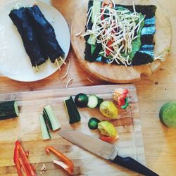 Directly above shot of food on cutting board