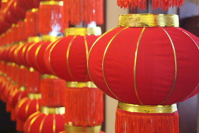 Close-up of illuminated lanterns