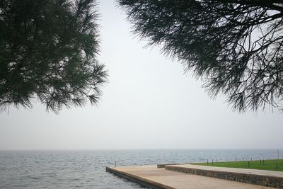 Scenic view of sea against clear sky