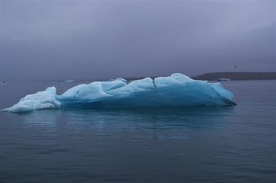 Scenic view of frozen river against sky