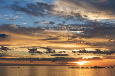 View of calm sea at sunset