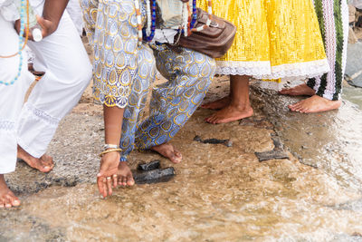 Members of candomble are participating in the tribute to iemanja on itapema beach 