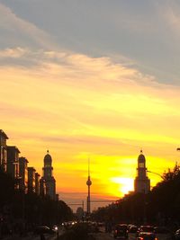 City street at sunset
