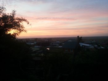 Sunset over town