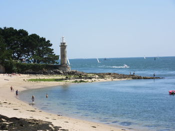 Scenic view of sea against clear sky