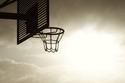 Low angle view of basketball hoop against sky