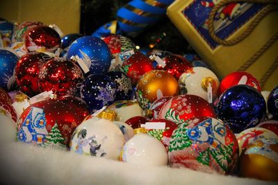 High angle view of baubles for sale at store