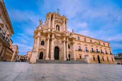 Low angle view of historic building against sky