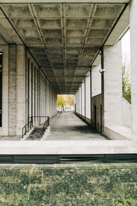 Empty corridor of bridge