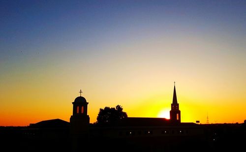 Silhouette building against sky during sunset