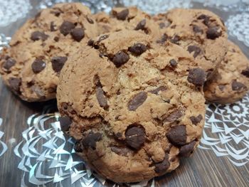 High angle view of cookies