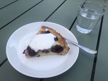 High angle view of breakfast in plate on table