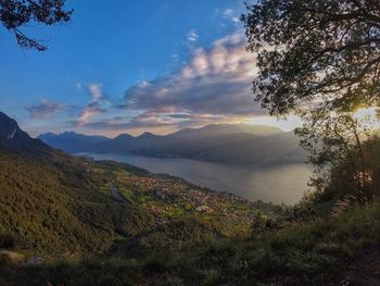 Scenic view of landscape against sky during sunset