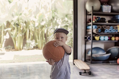 Boy playing basketball