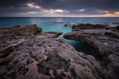 Evening seascape taken on atherina beach near goudouras village, crete