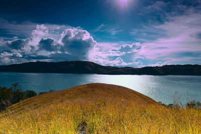 Scenic view of lake against sky