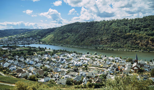 High angle view of townscape against sky