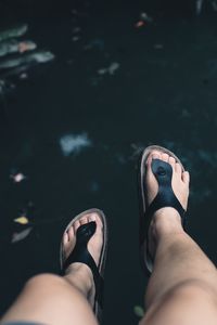 Low section of woman over water 